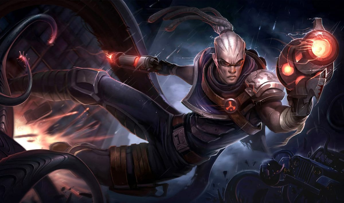 Hired Gun Lucian splash art banner for the Red Post Roundup