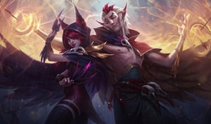 Rakan and Xayah splash art
